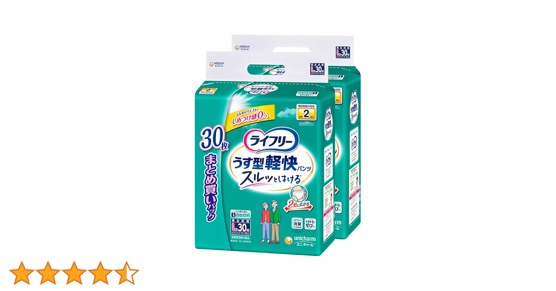 値下げ中⭕️ライフリー うす型 軽快パンツL 2箱4パック売り うす型軽快パンツ LL （18枚入×4袋） ｜ 排泄関連用品